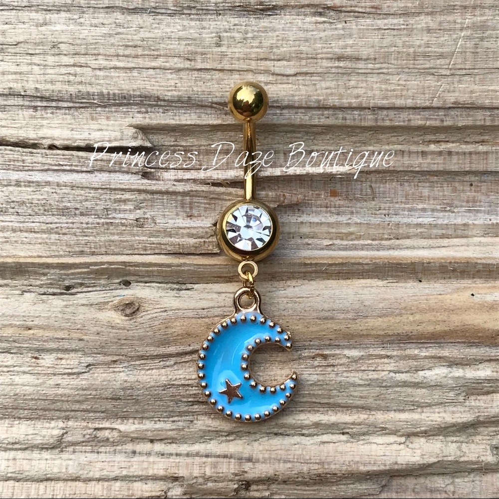 Gold Moon Belly Button Ring‎